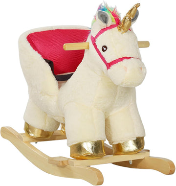 Kids Rocking Horse Unicorn Realistic Sounds 18-36 Months Cream White