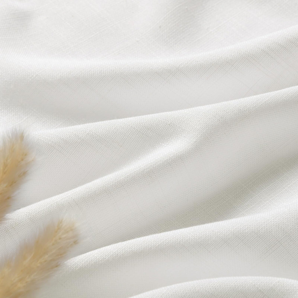 Off White Linen Curtains 80 inches Long Back Tab Light Filtering Privacy Sheer Curtains 2 Panel Set Modern Farmhouse