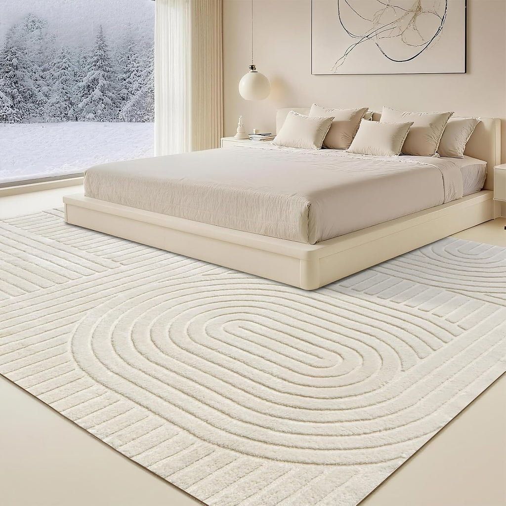 Beige Solid Area Rug, Washable Rugs Bedroom