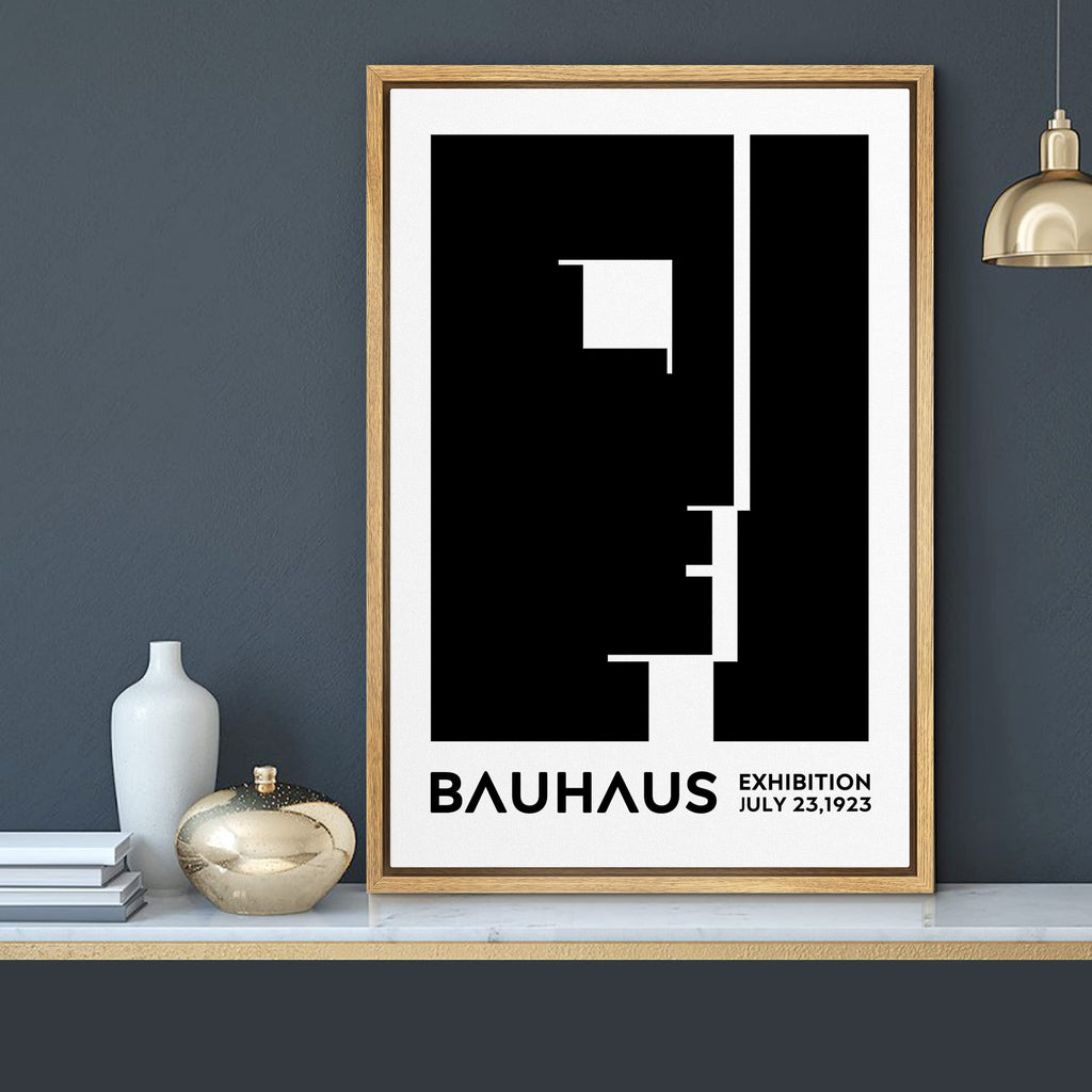Framed Canvas Print Wall Art Bauhaus Geometric Art Deco Head Portrait Shapes Abstract Illustrations Modern Art