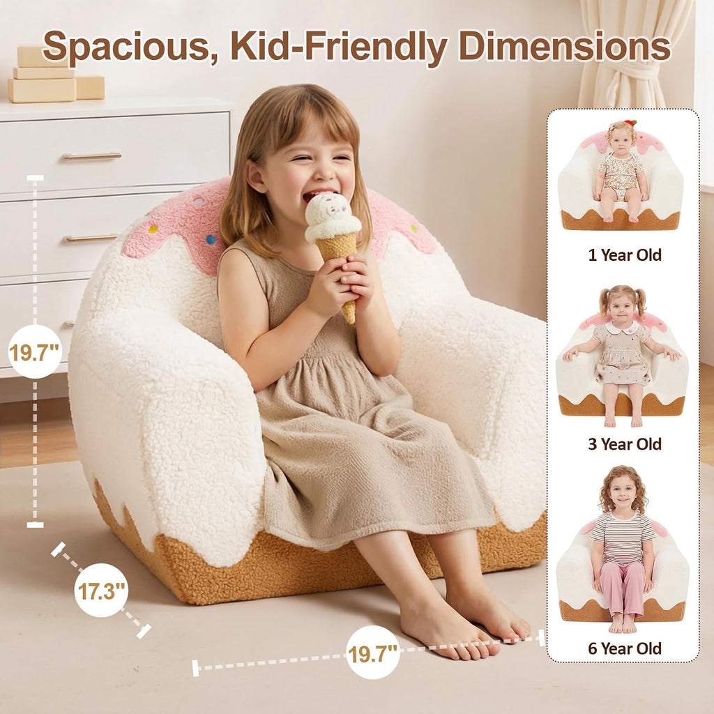 Kids Chair Comfy for Girls 1-6 Years Old, Soft Sherpa Toddler Sofa