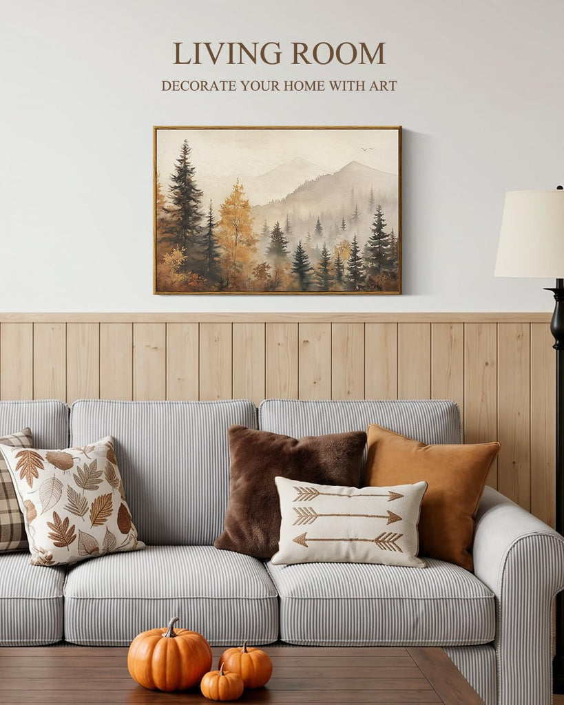 Fall Forest Large Wall Art Decor, Trees Autumn Mountains, 16x24in