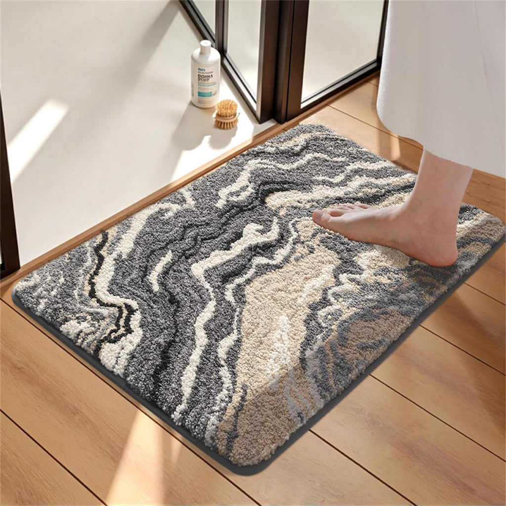 Luxurious Nordic Bathroom Rug, Extra Soft Fluffy Bath Mat, Absorbent, Non-Slip, Easy to Care and Fast Drying, Modern