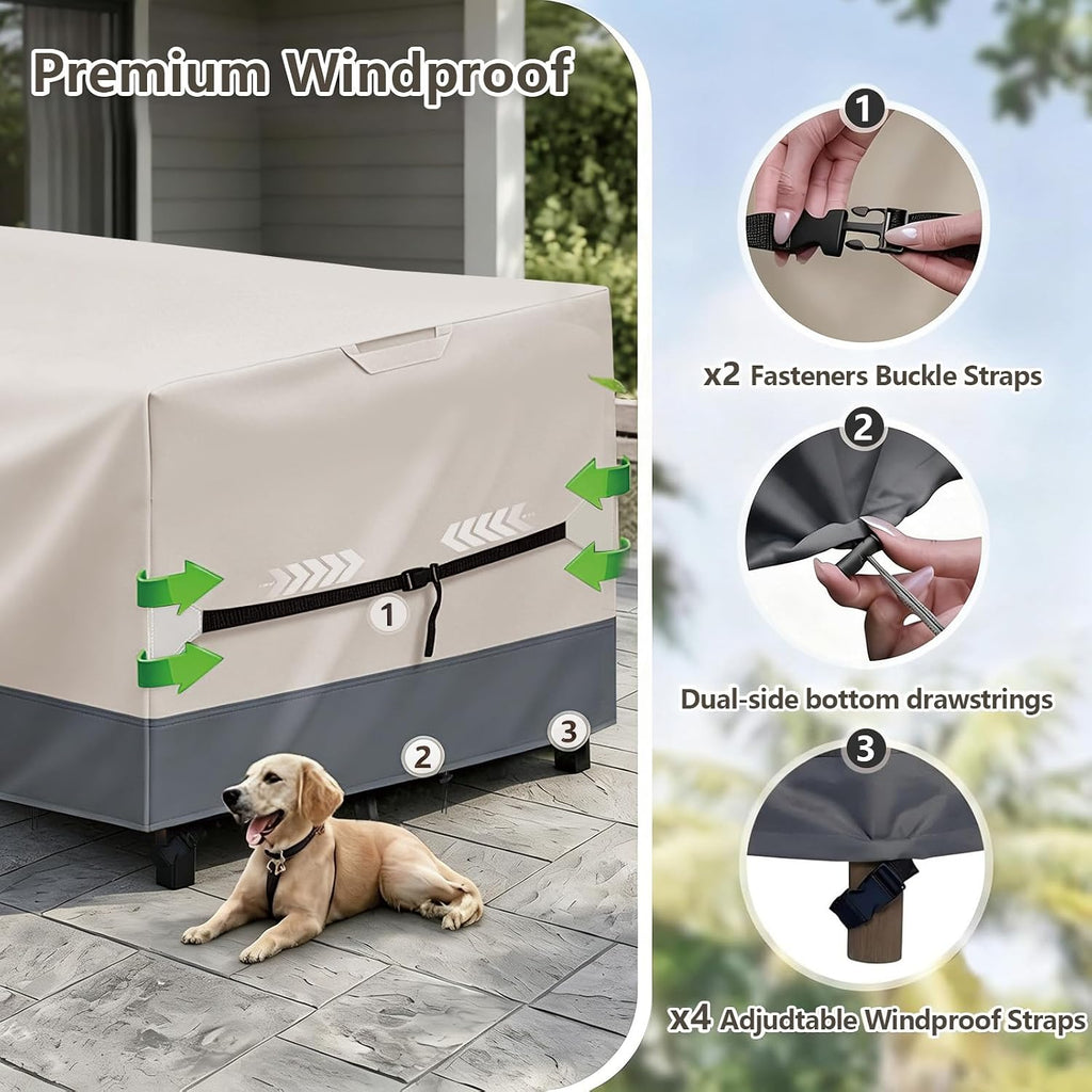 Outdoor Patio Furniture Cover, Heavy Duty 600D Waterproof Table and Chair Set Cover, Windproof UV Resistant All