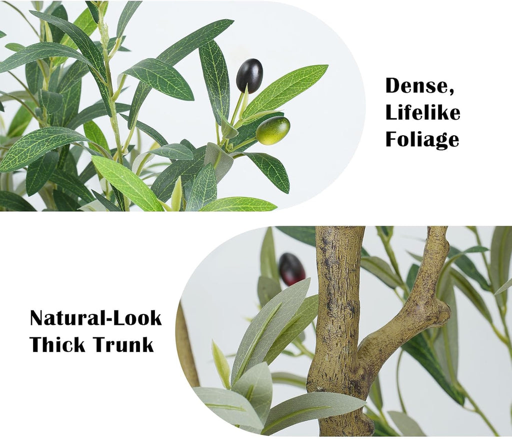 6FT Artificial Olive Tree with Elegant Planter, Large Fake Tree