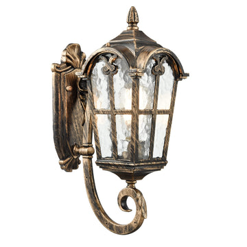 Outdoor Wall Lights Antique Brass with Hammered Textured Glass