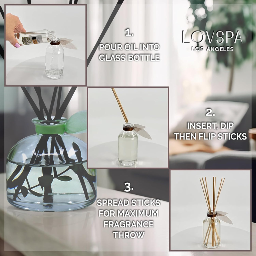 Palo Santo Diffuser Oil - Essential Oils for Diffuser Refill & Air Freshener Room Spray - Long-Lasting & Natural Home - Set of 8