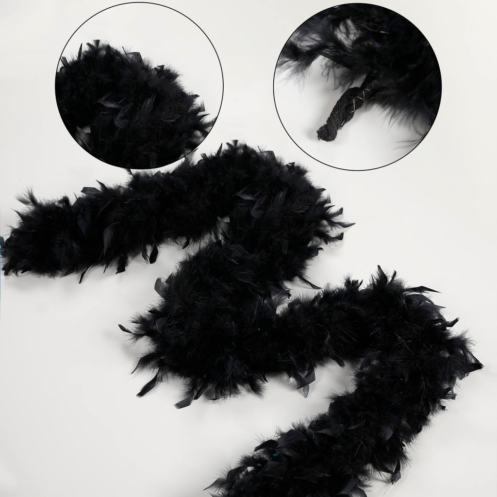 45g Fluffy Turkey Black Feather Boas Bulk for Party Decor,2Yards