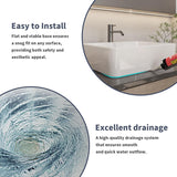 19"X15" Bathroom Vessel Sink Rectangular Above Counter White Porcelain Ceramic Modern Vanity Sink Rectangle Art Basin