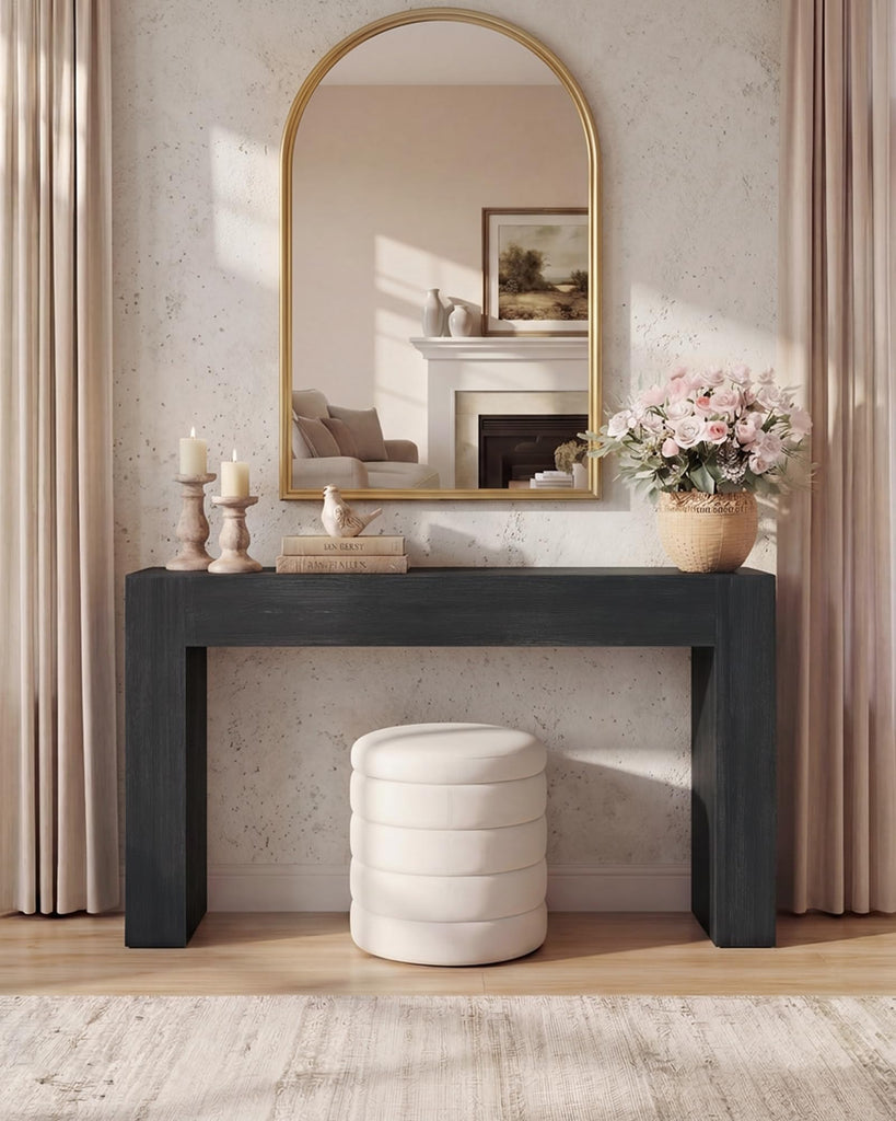 63 Inches Entryway Table, Thick Tabletop Console Table, Farmhouse