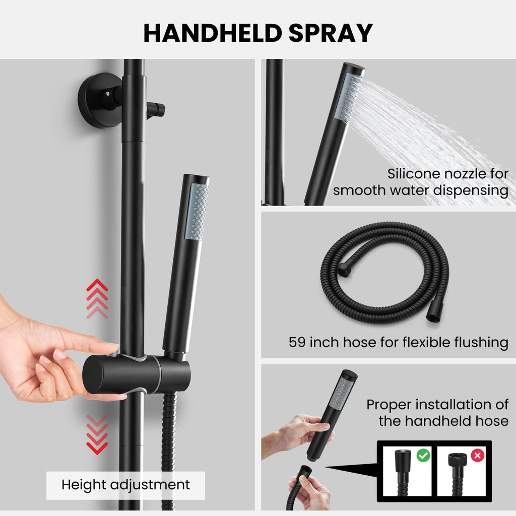 Outdoor Shower Kit 304 Stainless Steel, Matte Black, 10 Inch