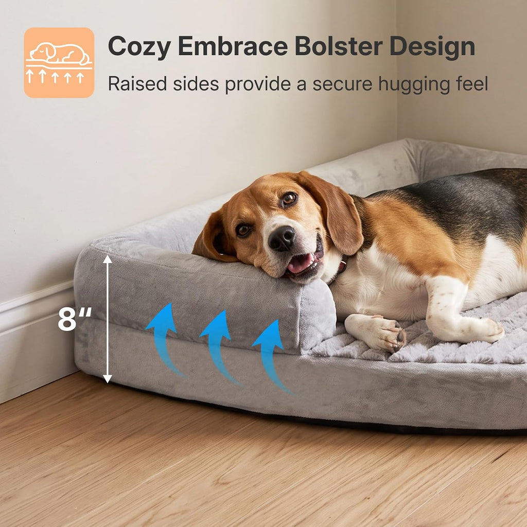 Corner Dog Bed, 42" Orthopedic Washable Dog Bed for Large Size Dogs