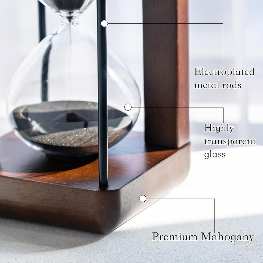 Large Premium Walnut Hourglass,60 Minutes Sand Timers,Hour Glass with Sand Timer for Gift,Hourglass Decor