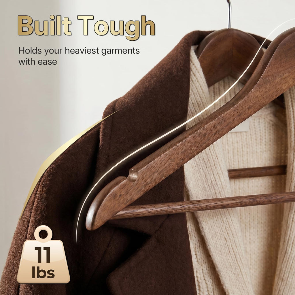 Premium Wooden Hangers 150 Pack, 17.5" Smooth Wood Hangers