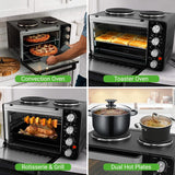30 Quart Kitchen Convection Oven & 2 Burner Cooker - 1500 Watt Oven - 7 Cook Functions Rotisserie, Cook, Bake, Broil &