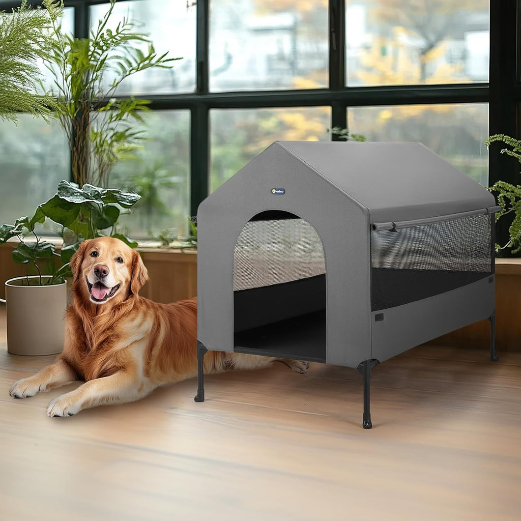41" Dog House, 2-in-1 Large Dog House Outdoor Indoor Weatherproof