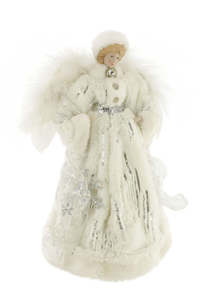 Hill 14" Downy Softness White & Silver Angel Tree Topper 514003