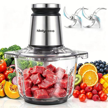 Food Chopper 8 Cup Glass Food Processor Meat Grinder