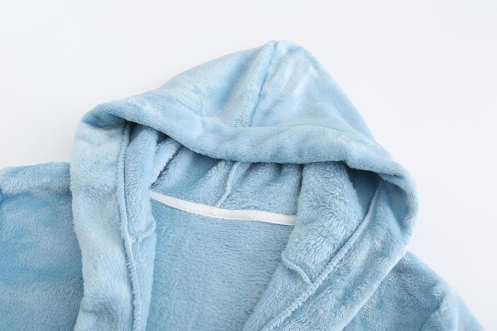 Girls Fleece Hooded Robes, Warm Printed Bath Robe for Kids Soft Fuzzy Bathrobe for Gifts