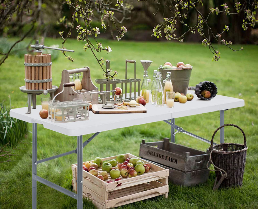 4ft Plastic Folding Table, Heavy Duty Picnic Table w/Handle for Indoor Outdoor, 48x24 Inches