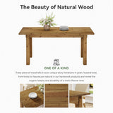 Solid Wood Dining Table for 4-6 People, 63-Inch Farmhouse Kitchen Table with Rich Grain and Texture, Wooden