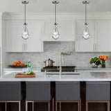 Raindrop Pendant Lights Kitchen Island Teardrop Nickel Hanging Light Fixtures Clear Solid Glass Pendant Light Modern Chandeliers for Dining Room Porch Corridor Living Room(3-Pack) A121-B0DL46TSCX
