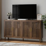 Buffet Cabinet with Storage, 63" Walnut Sideboard with Grille Doors&Adjustable Shelf