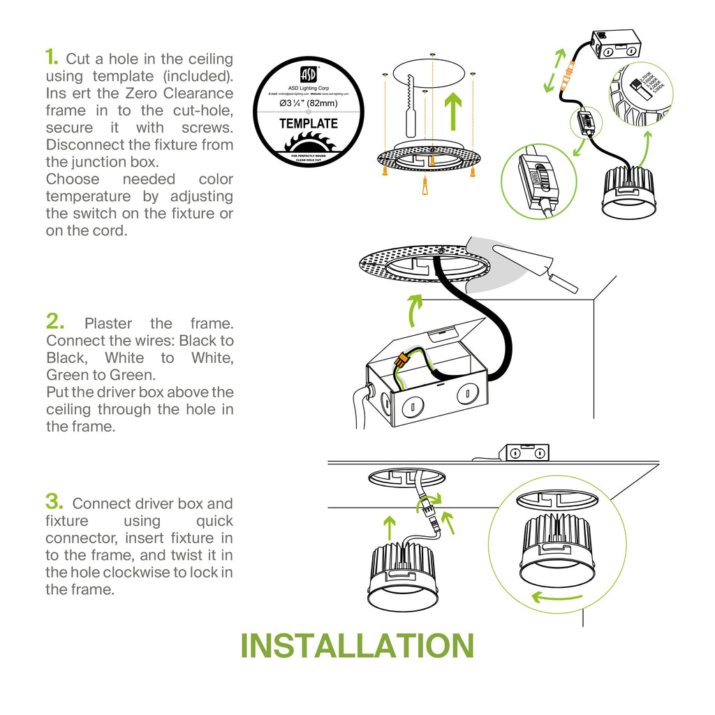 3 Inch Trimless LED Recessed Ceiling Light Fixture
