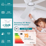 White Ceiling Fans with Lights - 44" Modern Ceiling Fans with 5 Blades and 3CCT Dimmable, Low Profile Ceiling Light Fixture, Indoor/Outdoor Ceiling Fan Light for Bedroom, Covered Patios A101-B0D8W5DCT2