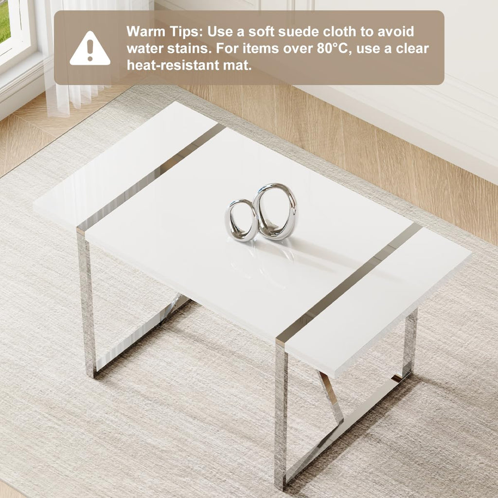 White Dining Table Set for 4, Modern Dining Room Table Set for 4