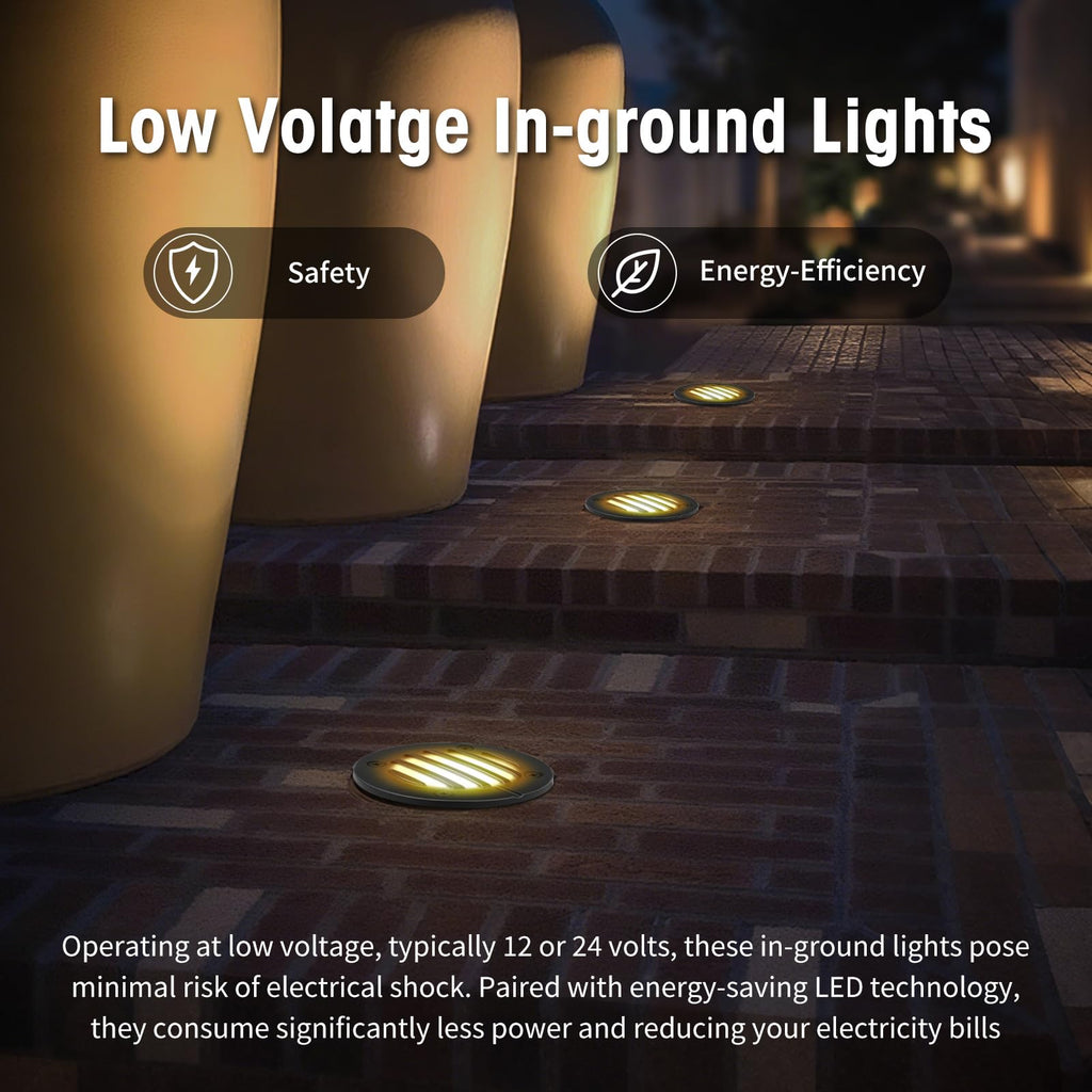Low Voltage Landscape Lighting: 10W 2700K Warm White LED Well Lights, 12/24V Outdoor In-Ground Lights with IP67