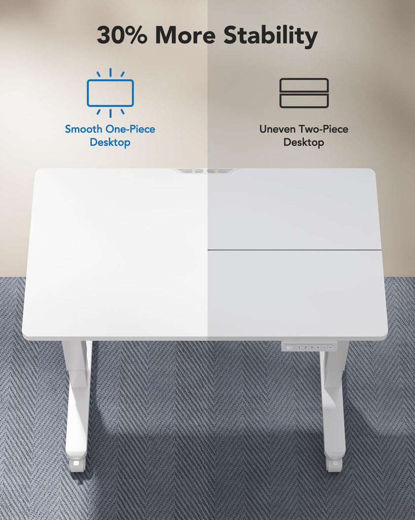Electric Small Standing Desk, Whole Piece Desktop, Adjustable Height Computer Desk, 4 Height Memory Settings, Sit