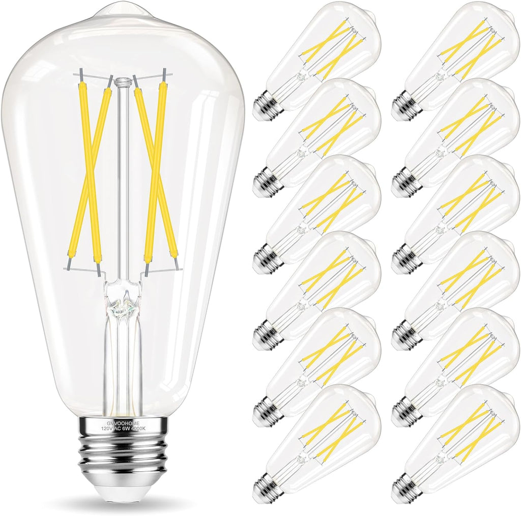 Edison Bulbs 60 watt Equivalent LED, E26 LED Bulb Non-Dimmable, 4000K Daylight White, ST58 Vintage Light Bulbs, 90+