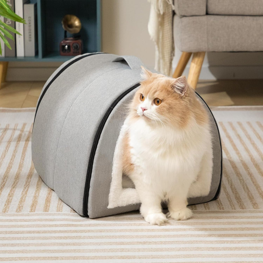 Cat Bed Cave for Indoor Cats for Pets up to 20 lbs, Gray