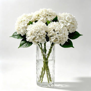 5Pcs Latex Real Touch Hydrangea Fake, 24.5 Inch, White