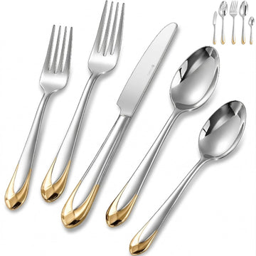 Premium Astra 20/45/65-Piece Elegant Silverware Set (65, Gold)