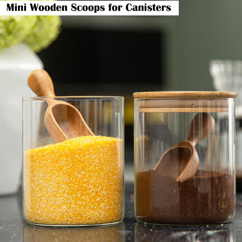 Wooden Scoops for Canisters 2PCS Wooden Scoop for Jars Acacia Small Measuring Spoons for Ground Coffee Scoops Shovel