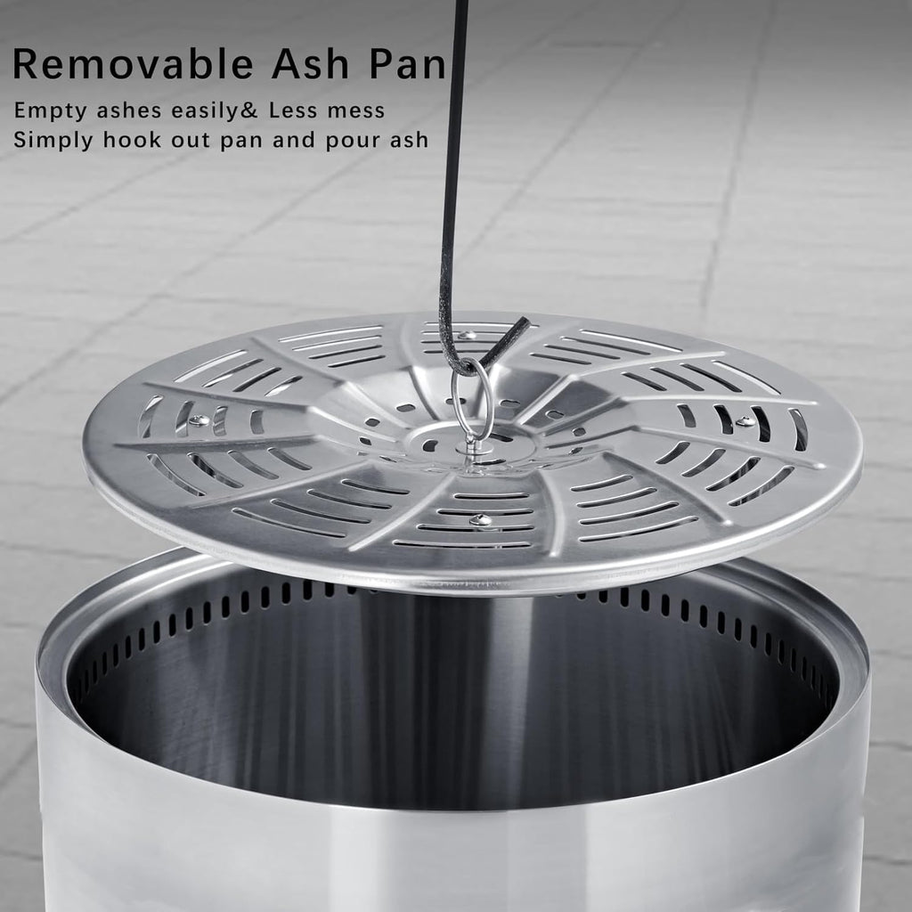 19.5 inch Stainless Steel Smokeless Fire Pit with Tote Bag