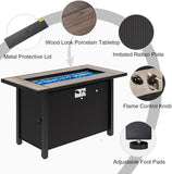 45in Fire Table, Propane Fire Pit with Glass Wind Guard and Rain Cover, Outdoor Firepit Table 50000 BTU 3-in-1 Fire Table for Patio/Yard/Balcony - Image 4
