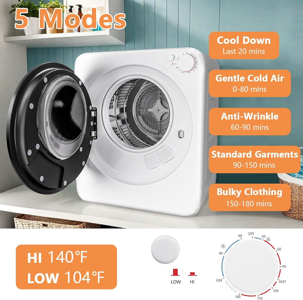 Portable Washer and Dryer Combo Set, 1.6 Cu.Ft Portable Clothes Dryers,22 lbs Twin Tub Washing Machine, Compact Washer