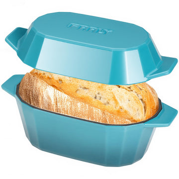 Enameled Cast Iron Dutch Oven for Bread Baking - 3QT Oval Round Heavy Duty Bread Pan with Lid, Non-Stick Ceramic