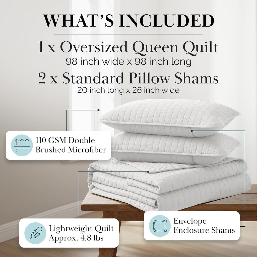 White Queen Quilt Bedding Set, Lightweight Bedding Quilts Queen Bedspread, Coverlet Full, Quilted Coverlet Bed Spread