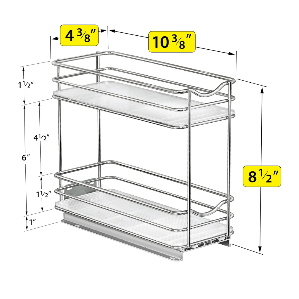 Pull Out Spice Organization for Cabinets - 4-3/8 inch Wide - Spice Rack for Inside Cabinets, Slide Out Spice Rack