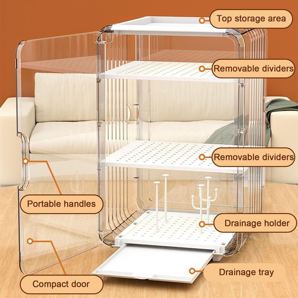 Baby Bottle Drying Rack Large Capacity, Baby Bottle Organizer, 3/4-layer Dustproof Portable Baby Bottle Drying Rack
