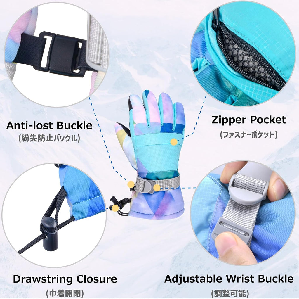 Kids Ski Gloves Winter Warm Snow Glove for Boys Girls Cycling Snowboarding Skating