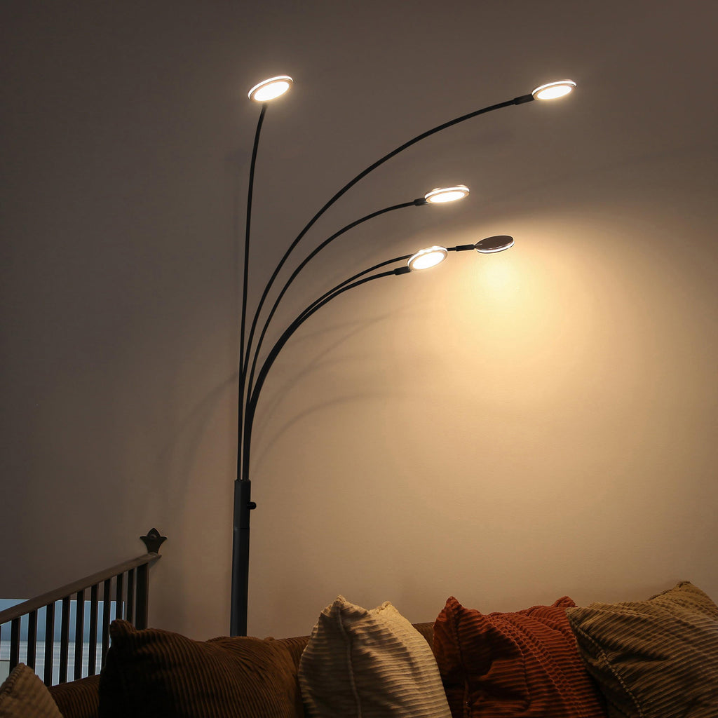 Orion Arc Floor Lamp, Dimmable Tree Floor Lamp with 5 Adjustable Arms, Multi-Head Standing Lamp with Flexible