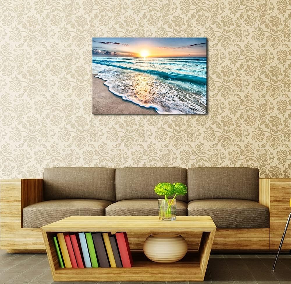 Sea Waves Large Canvas Prints Wall Art Ocean Beach Pictures Paintings Ready to Hang Bedroom Home Decorations Modern