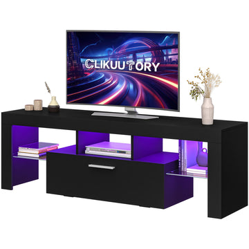 Modern Lighting 51 inch TV Stand with Large Storage Drawer for 32 40 50 55 Inch TVs, TV Console with 20 Color LED