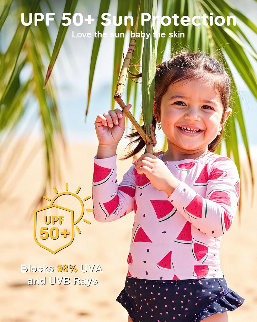 Lilian & Gema Piece Baby Toddler Girl Swimsuit Set - Tankini & Rash Guard Girls Bathing Suit with UPF 50+ Sun
