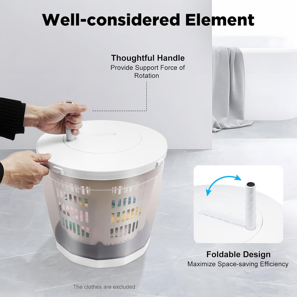2 in 1 Manual Washing Machine, Non-electric Hand Crank Clothes Washer Traveling Outdoor Wringer Washer Mini Compact